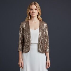 🌻NEW w/tags Revolve Line & Dot Blush Gold Sequin  Caridgan Jacket Size Medium